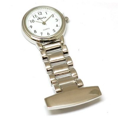 The Olivia Collection White Dial Silver Tone Nurses Fob TOC04