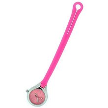 uThe Olivia Collection TOC Unisex Analogue Pink Rubber Extra Long 14.5cm Button Hole Nurses Fob 