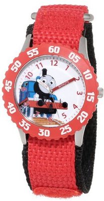 Thomas and Friends Kids' W000729 Stainless Steel Time Teacher Red Bezel Red Velcro Strap