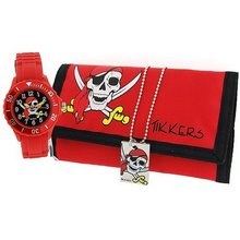 Tikkers Boys Pirates Red & Black , Necklace & Wallet Gift Set ATK1012