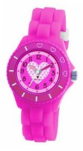 Tikkers Girls Hot Pink Cute Hearts Rubber/Silicon Strap TK0023