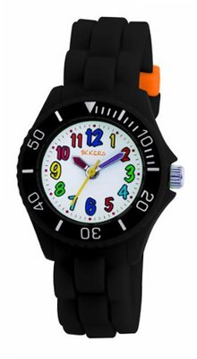 Tikkers Kids Black Rubber/Silicone Strap with Bright Funky Coloured Numbers TK0016