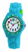 Tikkers Kids Fluorescent Blue Rubber/Silicone Strap with Bright Funky Coloured NumbersTK0012
