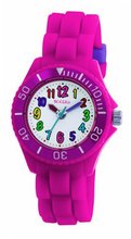 Tikkers Kids Fluorescent Pink Rubber/Silicon Strap With Bright Funky Coloured Numbers Tk0011
