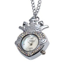 Time100 Crown Diamond Necklace Steel Case Ladies #W50066L.01A