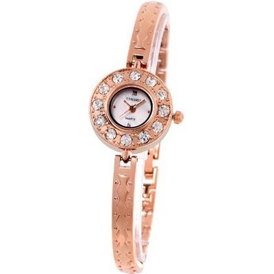 Time100 Diamond Pearl Shell Dial Jewelry Clasp Rose Golden Band Ladies Bracelet #W50063L.02A