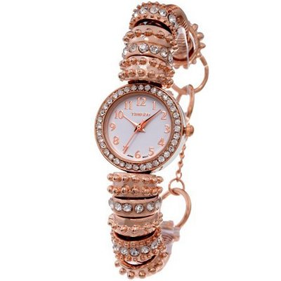 Time100 Dimentional Diamond Jewelry Chain Rose Golden Band Ladies #W50034L.02A