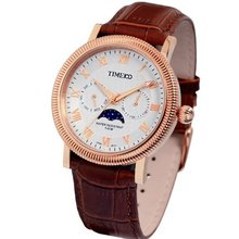 Time100 Moon Phase Waterproof Rose Golden Dial W80021G.03A