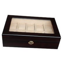 Elegant 10 Piece Ebony Wood Display Case and Storage Organizer Box
