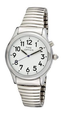 TimeOptics Talking Silver-Tone Day Date Alarm Expansion Bracelet # GWC021ST
