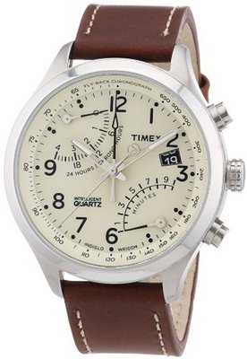 Timex Intelligent Quartz T2N932 Cream Brown Fly-Back Chronograph