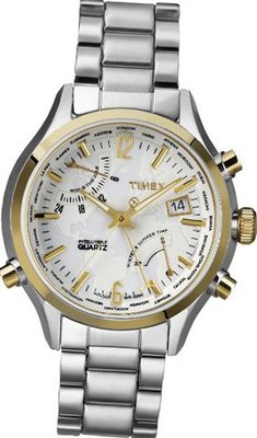 Timex Intelligent Quartz with White Dial Analogue Display and Silver Stainless Steel Bracelet T2N945AU