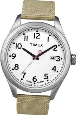 Timex Originals T2N222 T Series White Dial Khaki Strap