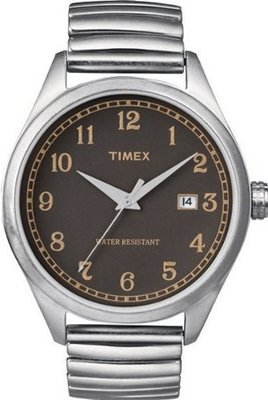 Timex Originals T2N400 T Series Brown Dial Steel Expander