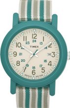 Timex Originals T2N491 Unisex Originals White Dial Green Stripped Strap