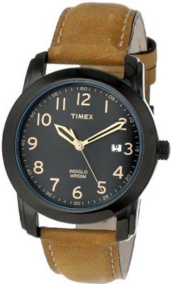 Timex T2P1339J Elevated Classics Black Dial, Tan Leather Strap