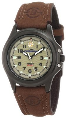 Timex T47042 Expedition Metal Field Olive/Brown Leather Strap