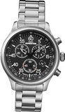 Timex T49904 Expedition Rugged Field Chronograph Black Dial Silver-Tone Stainless Steel Bracelet