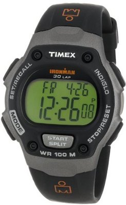 Timex T53151 "Ironman" Traditional 30-Lap Memory Recall Black and Gray Resin