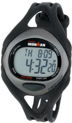 Timex T54281 Ironman Sleek 50-Lap Silver-Tone/Black Resin Strap