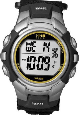 Timex T5K455 1440 Sports Digital Black/Silver-Tone/Orange Fast Wrap Strap