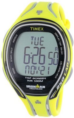 Timex T5K589 Ironman Sleek 250-Lap TapScreen Neon Yellow/Black Resin Strap