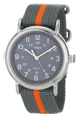 Timex Unisex T2N649 "Weekender" with Gray and Orange Nylon Strap