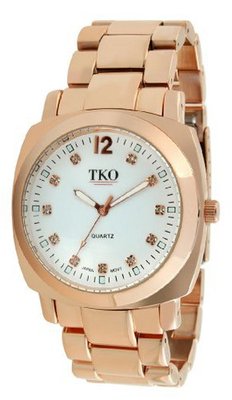 TKO ORLOGI TK582-RG Rose Gold Round Metal Bracelet with Crystal Markers