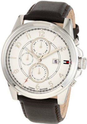 Tommy Hilfiger 1710294 Stainless Steel and Leather Strap White Dial