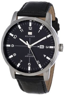 Tommy Hilfiger 1710330 Stainless Steel and Black Leather