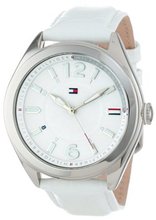 Tommy Hilfiger 1781364 Casual Sport White and Silver Dial White Croco-Embossed Leather Strap