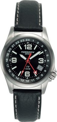 Torgoen Swiss T05501 Dual-Time Zone Leather Strap