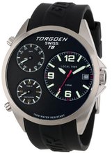 Torgoen Swiss T08301 Triple Time Zone Black Polyurethane Strap