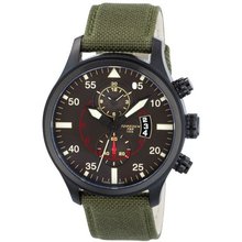 Torgoen Pilot T33 Series T33404 45mm Ion Plated Stainless Steel Case Green Nylon Mineral