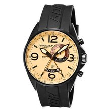 Torgoen Swiss Analogue T30302 with GMT, Alarm, Big Date, Beige Dial and Black PU Strap
