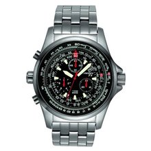 TORGOEN Swiss Quartz with Black Dial Chronograph Display and Silver Stainless Steel Bracelet T01202