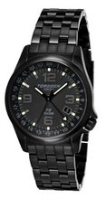 TORGOEN Swiss T05207 42mm Aviation with 24Hr Dual Time Zone (GMT) and Black IP Stainless Steel Bracelet