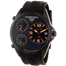 TORGOEN Swiss T08303 45.5mm Aviation with Triple Time Zone, Carbon Fibre Dial and Black PU Strap