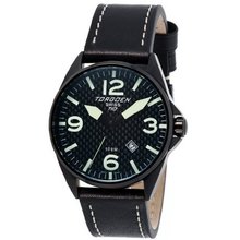 TORGOEN Swiss T10105 45mm Aviation with Black IP Case Carbon Fibre Dial and Black Italian Leather Strap