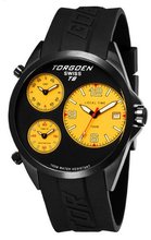 uTorgoen TORGOEN Swiss T08305 45.5mm Aviation with Triple Time Zone and Black PU Strap 
