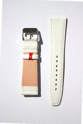 uToscana 14mm White Flat Genuine Leather band with German Design Red Keeper 