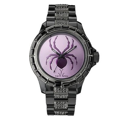 Toy Kris K19BK Spider Purple Dial, Black Plastic & Steel, Glass Stones Crystals