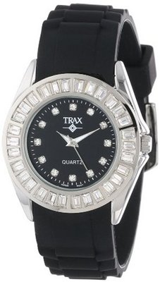 Trax TR3925-BK Rox Black Rubber Black Dial Crystal Bezel