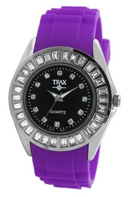 Trax TR3925-BPR Rox Purple Rubber Black Dial Crystal Bezel
