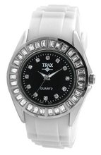 Trax TR3925-BW Rox White Rubber Black Dial Crystal Bezel