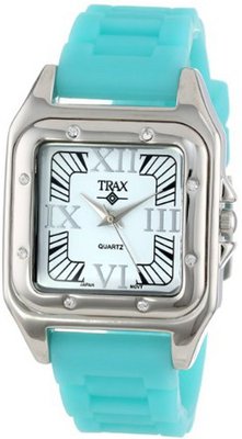Trax TR5132-WTQ Posh Square Turquoise Rubber White Dial