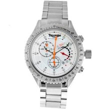 uTriumph Motorcycles Triumph 3049-22 Motorcycles White Steel Chronograph 