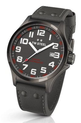 TW Steel Pilot TW421 Gray PVD titanium coated steel & Leather - 48 mm