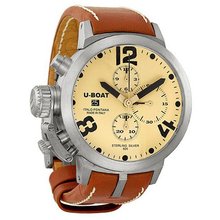 U-Boat Classico Automatic Chronograph Beige Dial Sterling Silver 6948