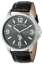 U.S. Polo Assn. Classic USC50007 Oversized Black Dial Leather Strap